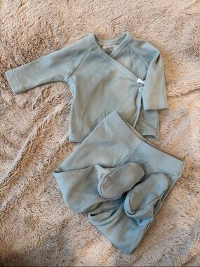 Soft Ribbed Baby Matching Set - Light Green